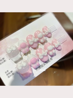 Cat' s Paw Bowknot Gel Nails (SN09)